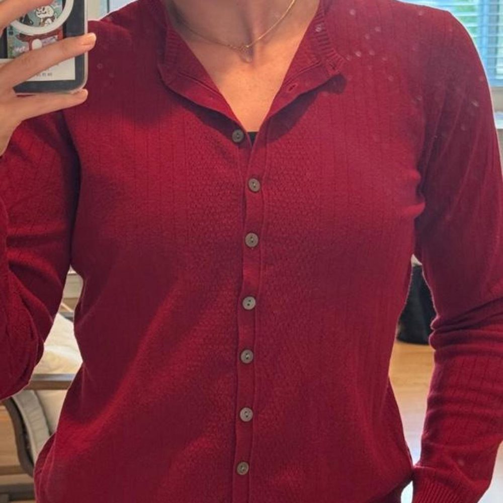 ❤️ Valerie Stevens Textured Knit Cardigan — Deep Burgundy/Cranberry
